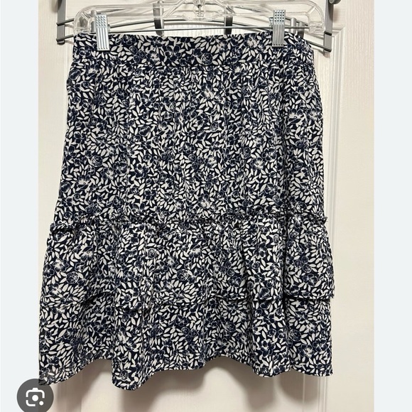 J. Crew Navy and White Leaf Print Mini Skirt - Picture 1 of 2